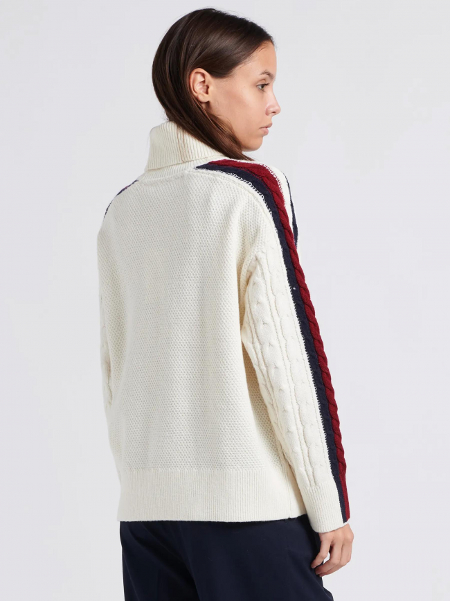 Pull col roulé global stripe blanc femme - Tommy Hilfiger