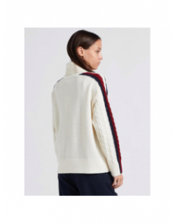 Pull col roulé global stripe blanc femme - Tommy Hilfiger