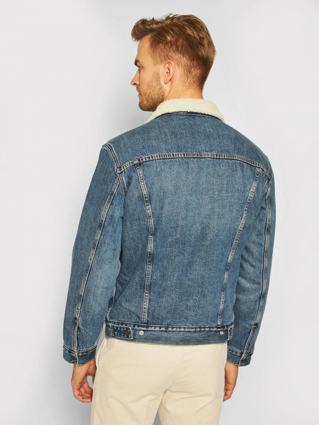 Veste en jean sherpa trucker bleu clair homme - Levi's