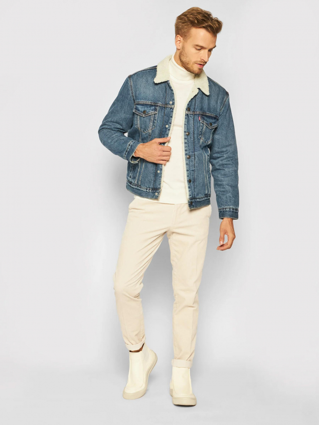 Veste en jean sherpa trucker bleu clair homme - Levi's