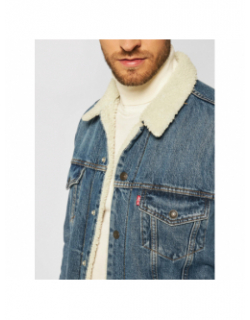 Veste en jean sherpa trucker bleu clair homme - Levi's