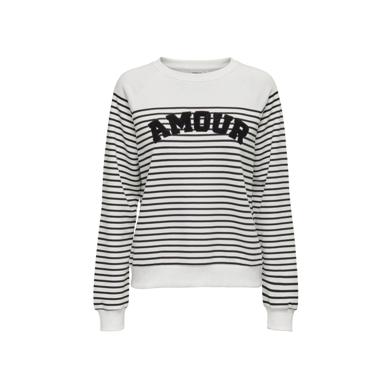 Sweat rayé shela amour blanc noir femme - Only