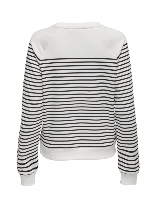 Sweat rayé shela amour blanc noir femme - Only