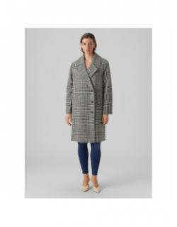 Manteau laine nid de poule hanna blanc noir femme - Vero Moda