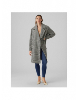 Manteau laine nid de poule hanna blanc noir femme - Vero Moda