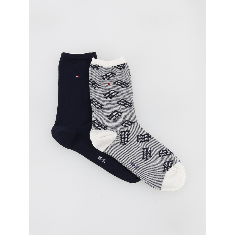 Pack 2 paires de chaussettes monogram bleu femme - Tommy Hilfiger