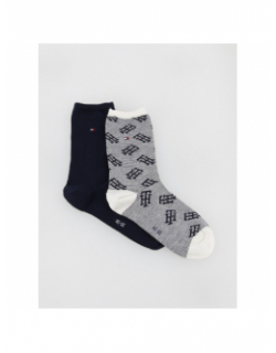 Pack 2 paires de chaussettes monogram bleu femme - Tommy Hilfiger