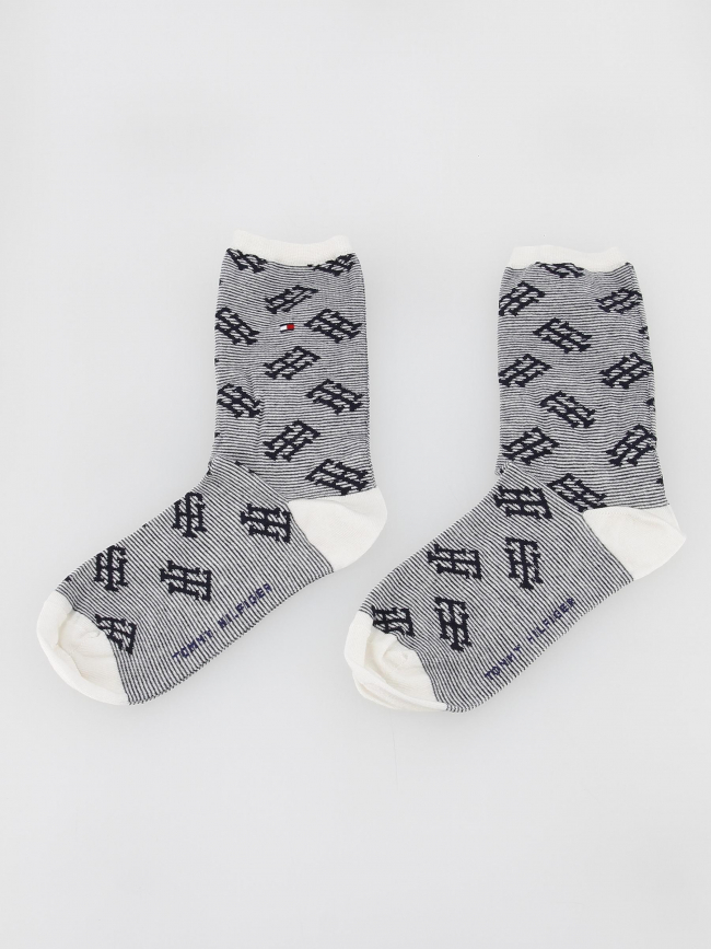 Pack 2 paires de chaussettes monogram bleu femme - Tommy Hilfiger