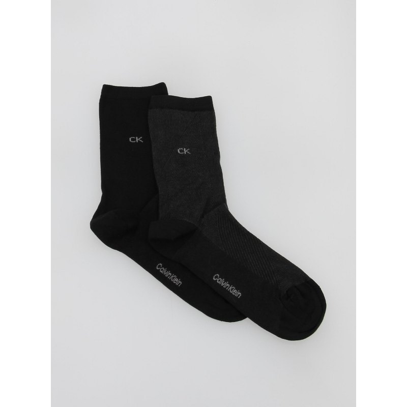 Pack 2 paires de chaussettes diagonal noir femme - Calvin Klein