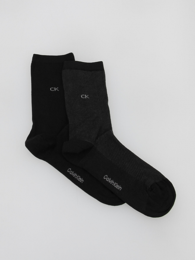 Pack 2 paires de chaussettes diagonal noir femme - Calvin Klein