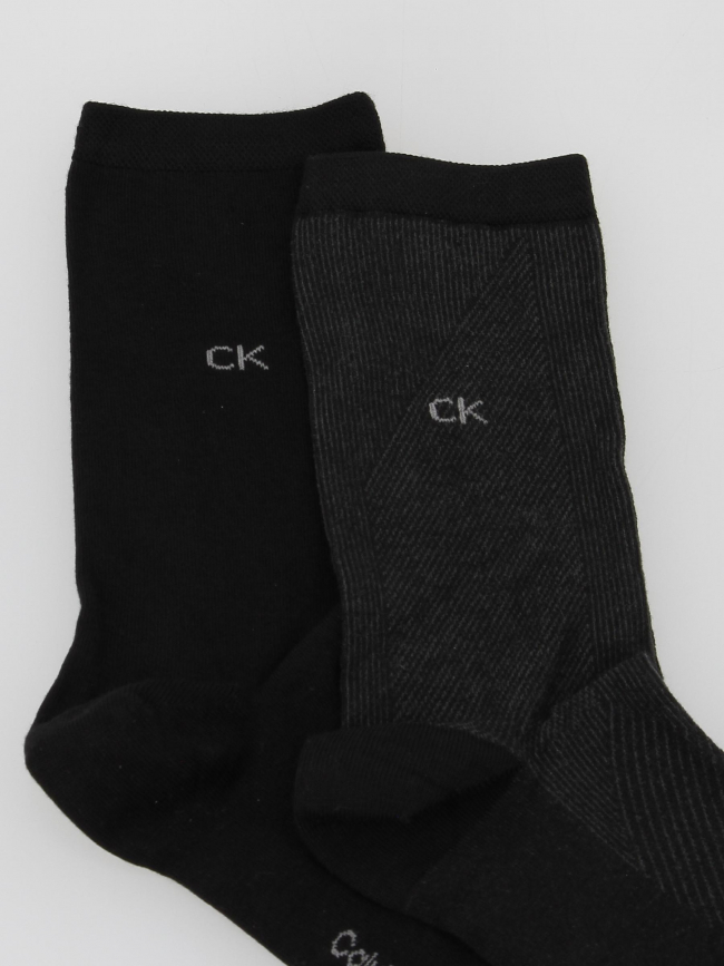 Pack 2 paires de chaussettes diagonal noir femme - Calvin Klein