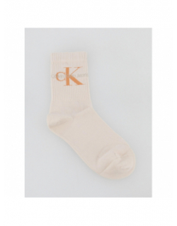 Chaussettes mi-haute rib beige femme - Calvin Klein