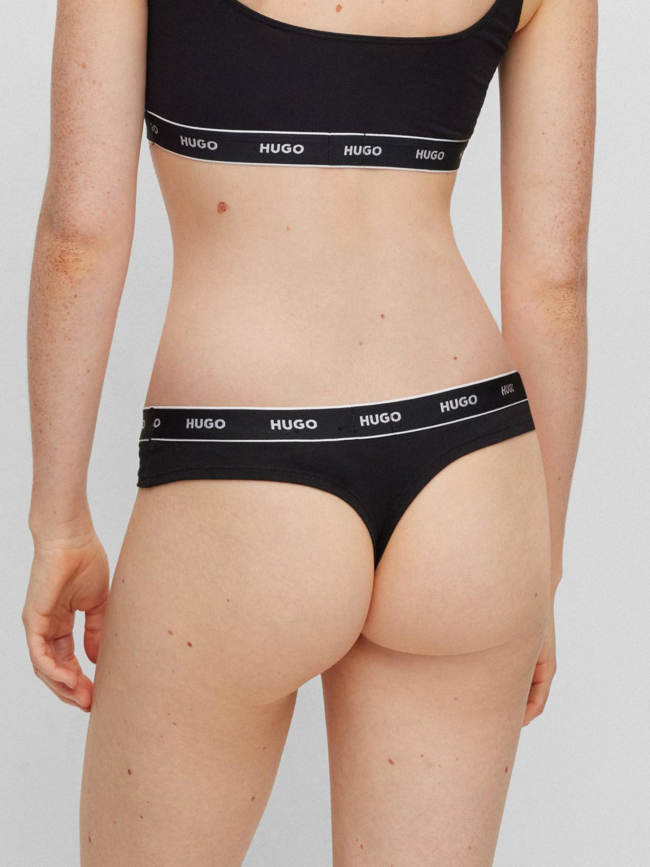 Pack 3 strings stripes noir femme - Hugo