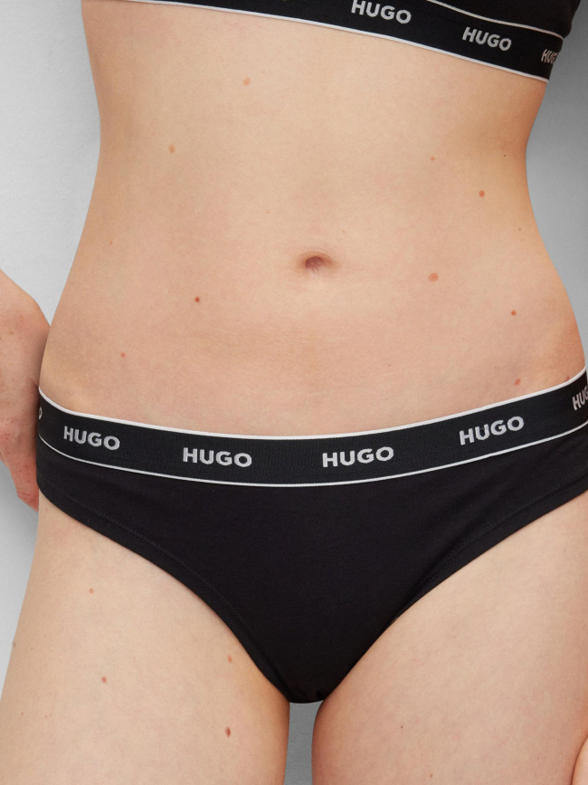 Pack 3 strings stripes noir femme - Hugo