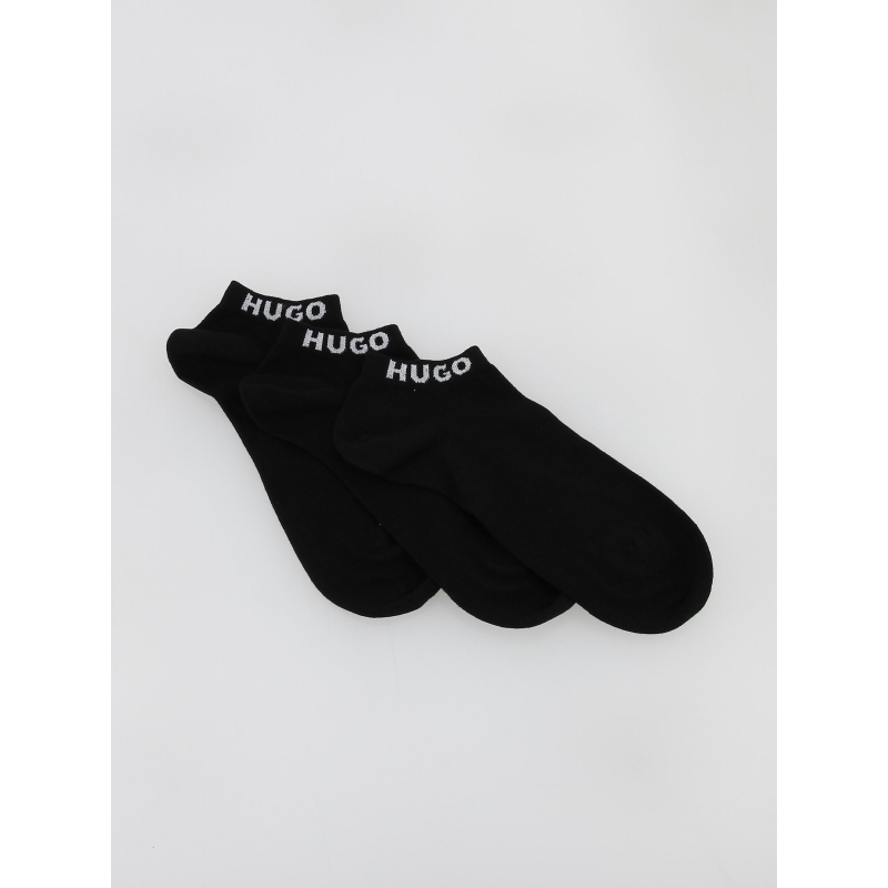 Pack 3 paires de chaussettes basses logo noir homme - Hugo