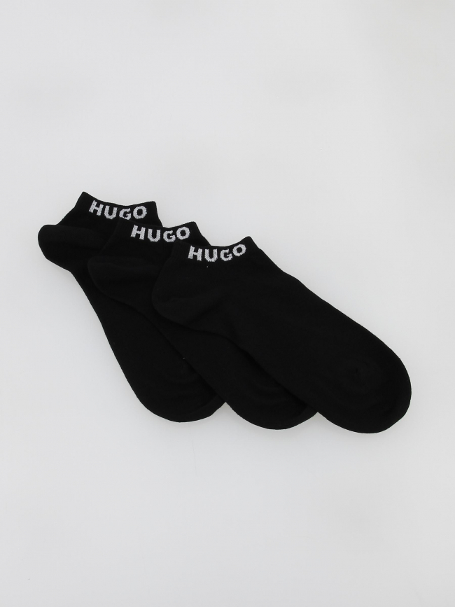 Pack 3 paires de chaussettes basses logo noir homme - Hugo