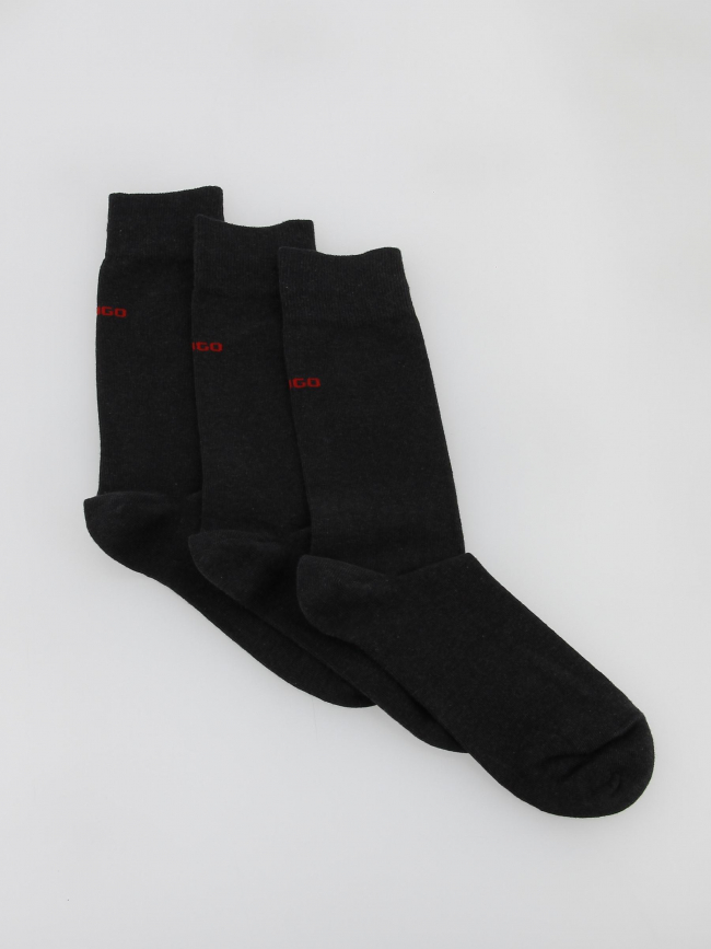 Pack 3 paires de chaussettes hautes gris homme - Hugo