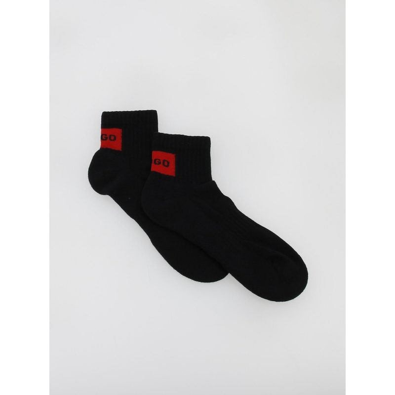 Pack 2 paires de chaussettes rib label noir homme - Hugo