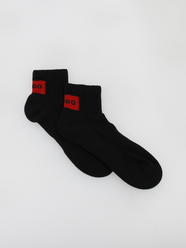 Pack 2 paires de chaussettes rib label noir homme - Hugo