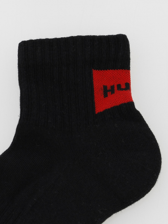 Pack 2 paires de chaussettes rib label noir homme - Hugo