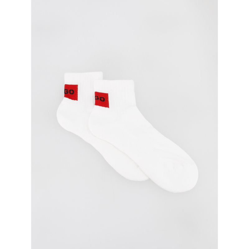 Pack 2 paires de chaussettes rib label blanc homme - Hugo