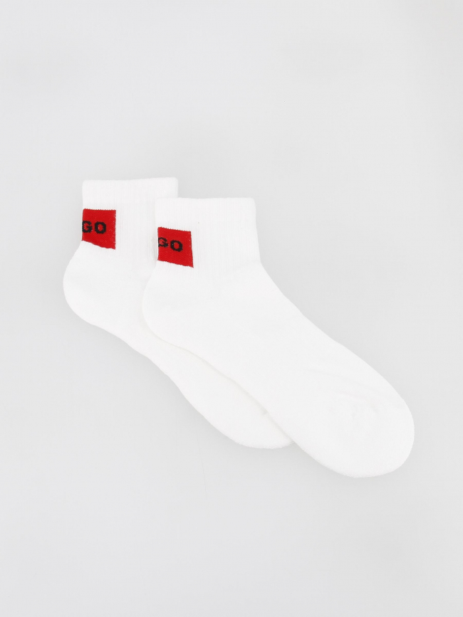 Pack 2 paires de chaussettes rib label blanc homme - Hugo