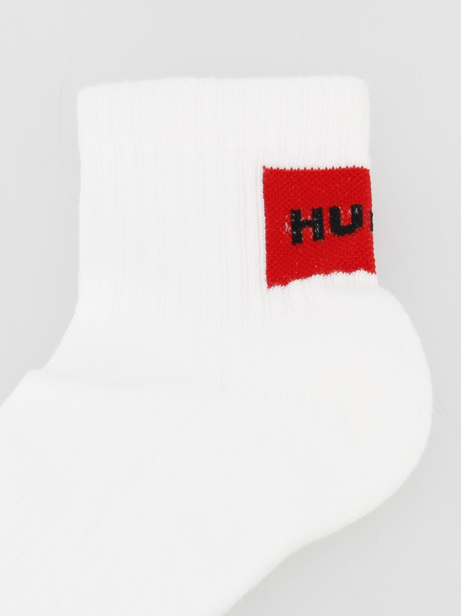 Pack 2 paires de chaussettes rib label blanc homme - Hugo