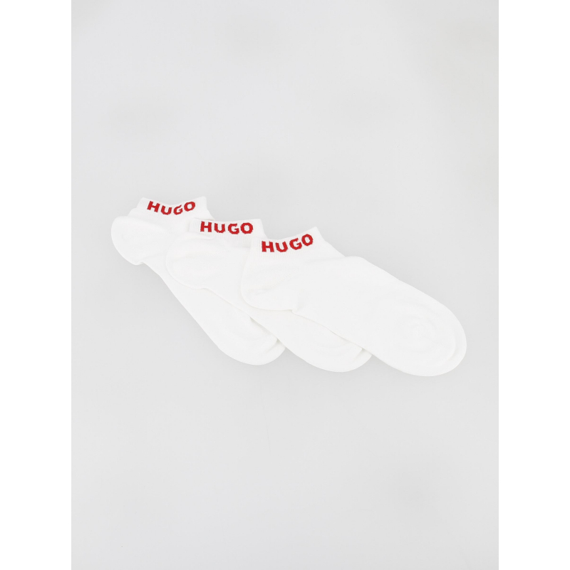 Pack 3 paires de chaussettes basses logoté blanc homme - Hugo