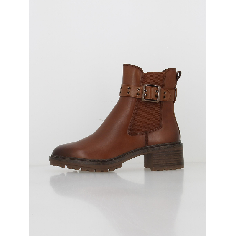 Boots chelsea en cuir cognac marron femme - Tamaris