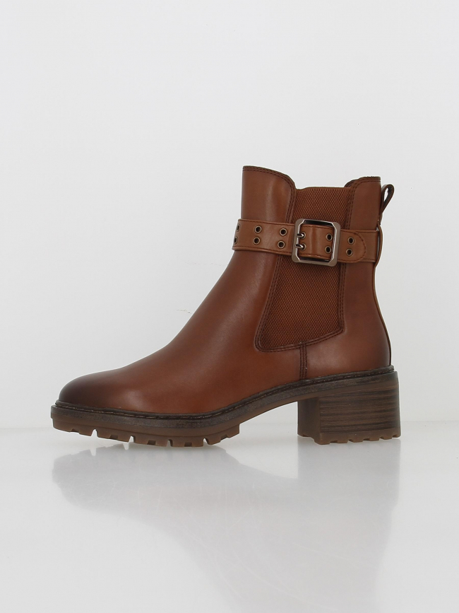 Boots chelsea en cuir cognac marron femme - Tamaris