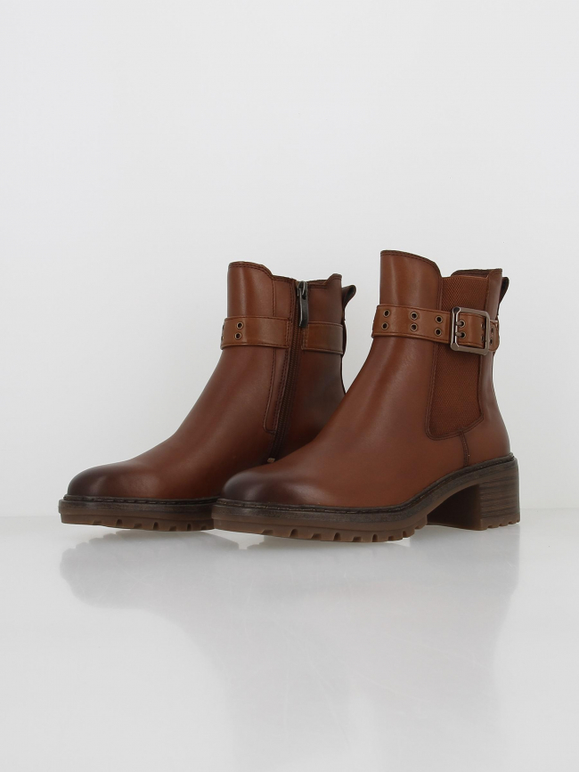 Boots chelsea en cuir cognac marron femme - Tamaris