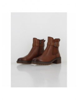 Boots chelsea en cuir cognac marron femme - Tamaris