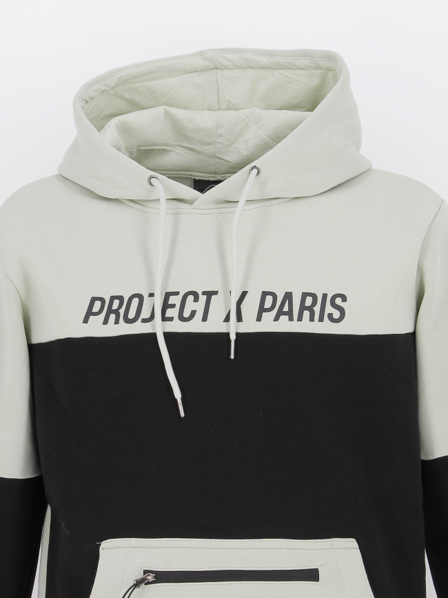 Sweat à capuche bicolore vert noir homme - Project X Paris