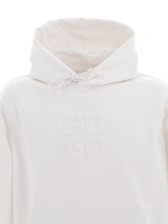 Sweat à capuche embossé dokras blanc homme - Hugo