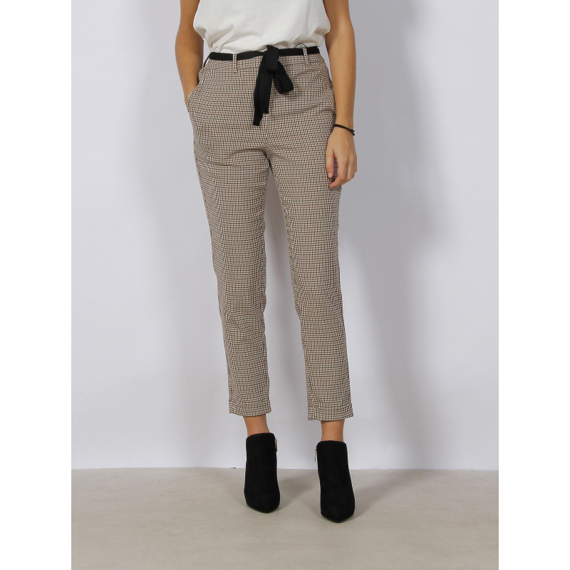 Pantalon à carreaux clara kaya marron femme - Vero Moda