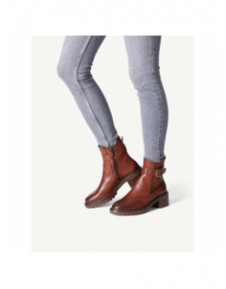 Boots chelsea en cuir cognac marron femme - Tamaris