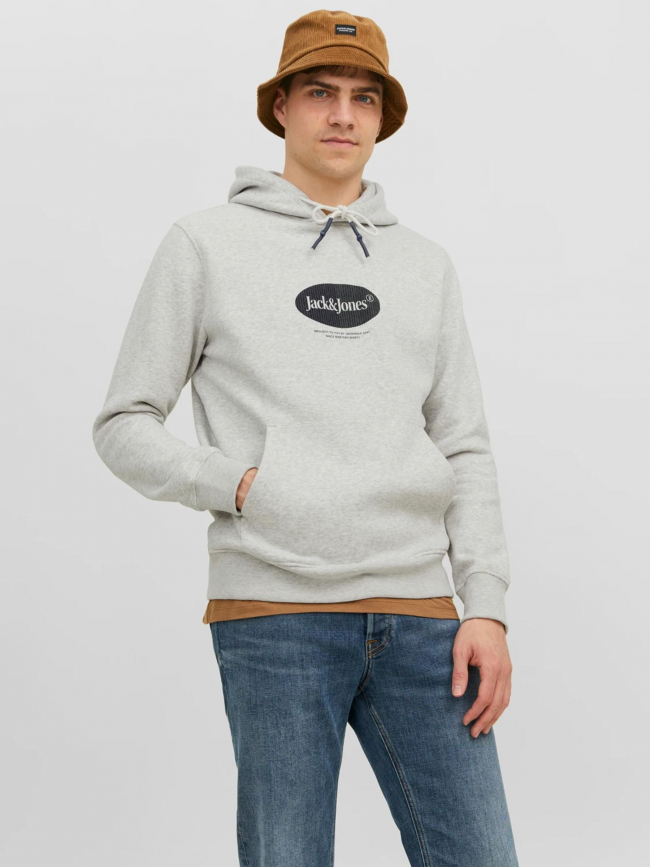 Sweat à capuche jordalston gris homme - Jack & Jones