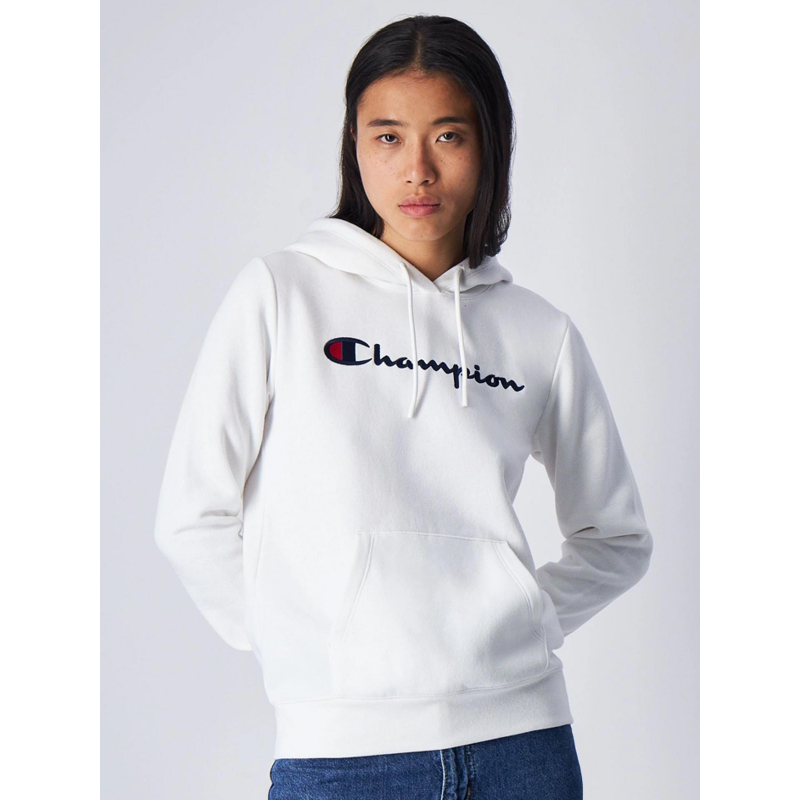 Sweat à capuche hooded avec logo blanc femme - Champion