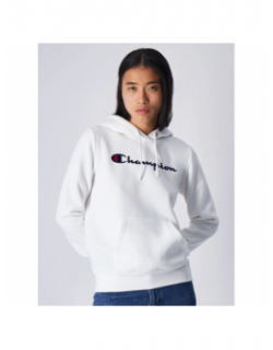 Sweat à capuche hooded avec logo blanc femme - Champion