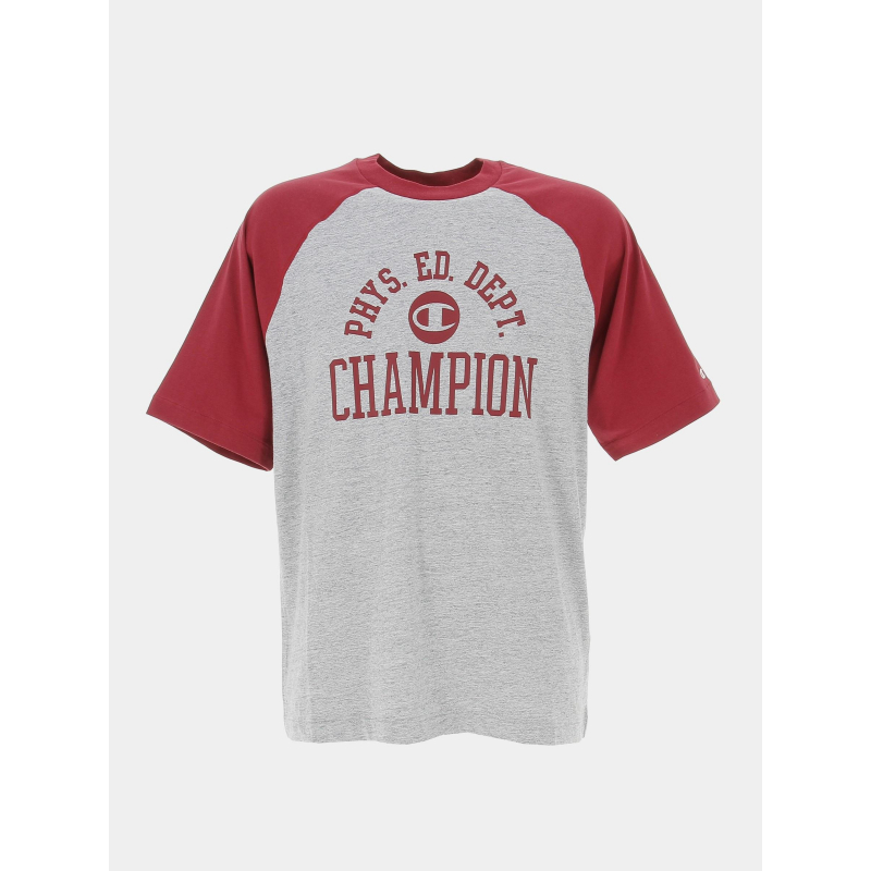 T-shirt crewneck bicolore rouge gris chiné homme - Champion