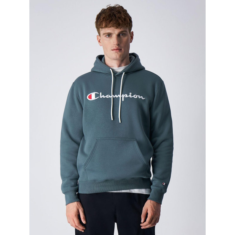 Sweat à capuche logo brodé vert kaki homme - Champion