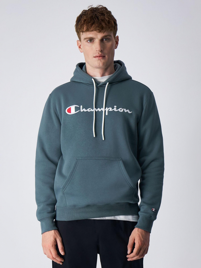 Sweat à capuche logo brodé vert kaki homme - Champion