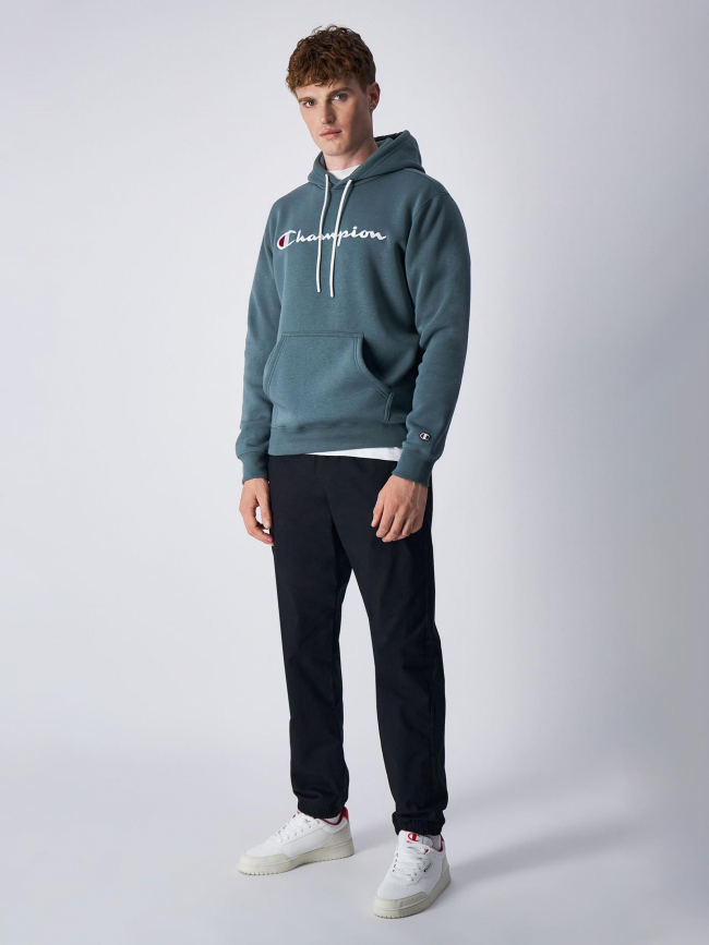 Sweat à capuche logo brodé vert kaki homme - Champion