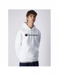 Sweat à capuche logo brodé blanc homme - Champion