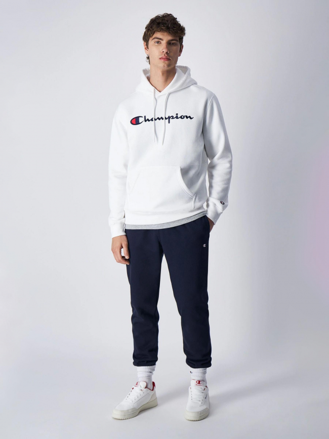 Sweat à capuche logo brodé blanc homme - Champion