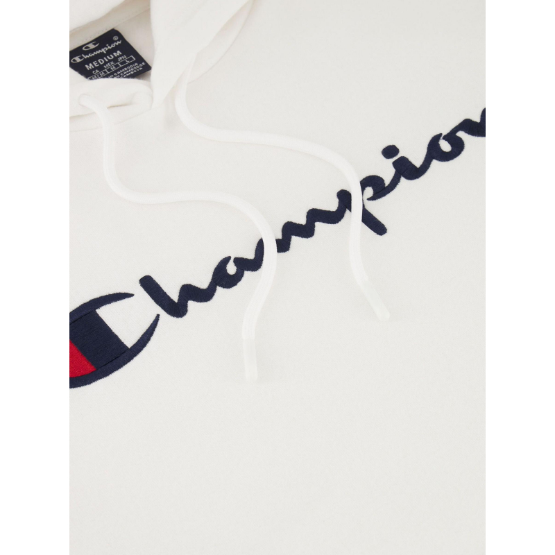 Sweat à capuche logo brodé blanc homme Champion