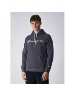 Sweat à capuche logo brodé gris homme - Champion