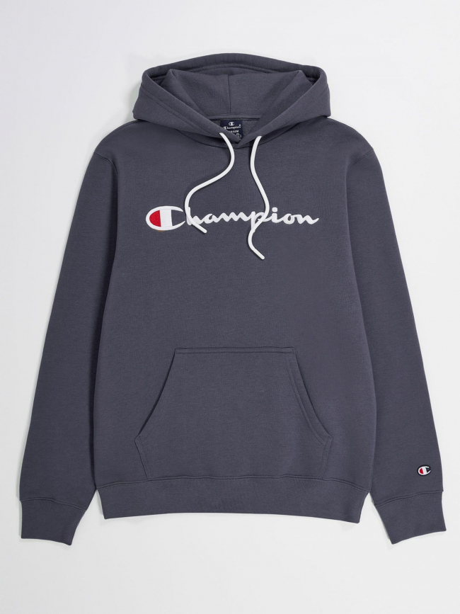 Sweat à capuche logo brodé gris homme - Champion