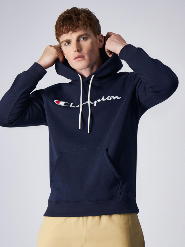 Sweat à capuche logo brodé bleu marine homme - Champion