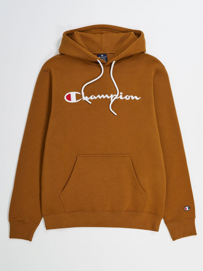 Sweat à capuche logo brodé marron homme - Champion